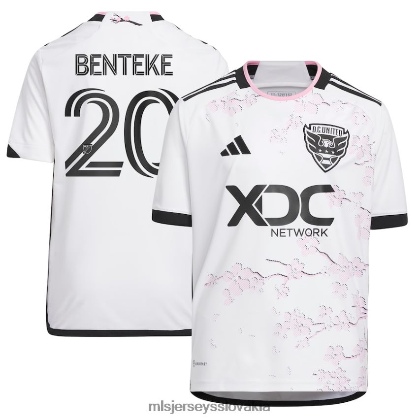 dres sk MLS Jerseys deti d.c. united christian benteke adidas white 2023 the cherry blossom kit – replika hráčskeho dresu P8Z42N1061
