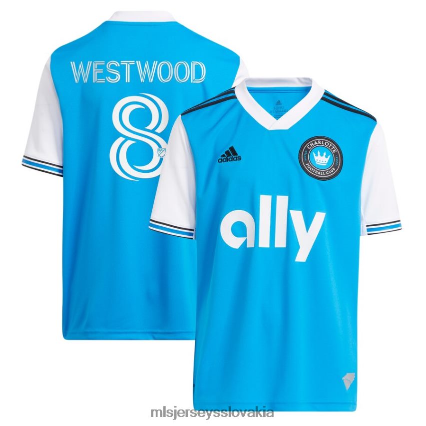 dres sk MLS Jerseys deti charlotte fc ashley westwood adidas blue 2023 novo razená replika hráčskeho dresu P8Z42N1160