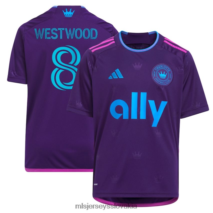 dres sk MLS Jerseys deti charlotte fc ashley westwood adidas purple 2023 súprava korunovačných klenotov replika dresu P8Z42N985