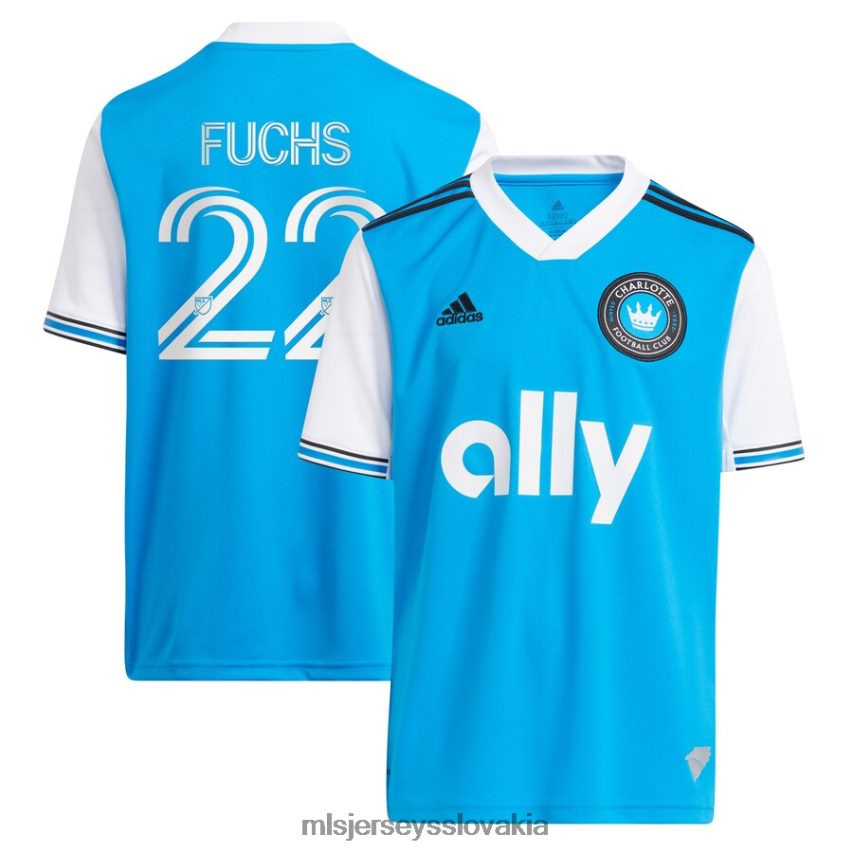 dres sk MLS Jerseys deti charlotte fc christian fuchs adidas blue 2022 primárna replika hráčskeho dresu P8Z42N1250